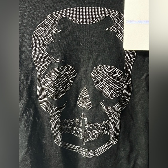 ZADIG & VOLTAIRE Miss M Skull Studs Merino Extra Fine Embellished Sweater Sz Med - Picture 2 of 7
